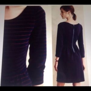 Anthropologie Maeve Navy/Red Striped Dress